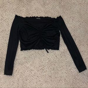 Nasty Gal Cinch Tie Off The Shoulder Crop Top - TWO COLORS AVAILABLE